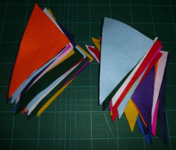 All the felt triangles cut out and ready