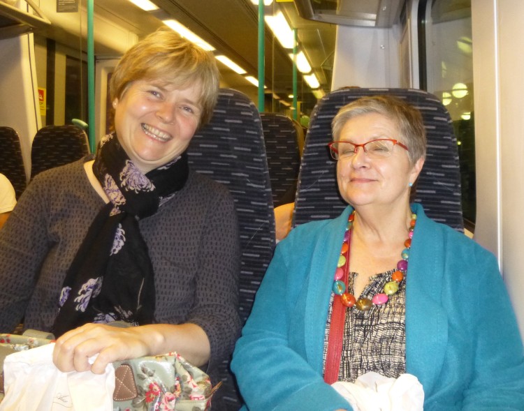 Christina and Helena on the train on the way home