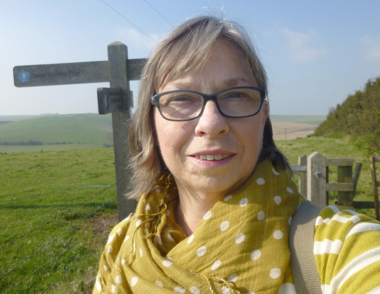 Here I am on the South Downs Way - note the sign behind me!