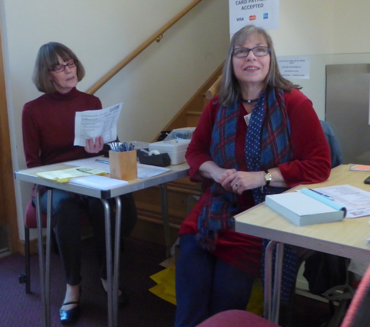 Here I am stewarding the Private View, very ably assisted by Rachel Burrage, studying the exhibition list on the left of the photo