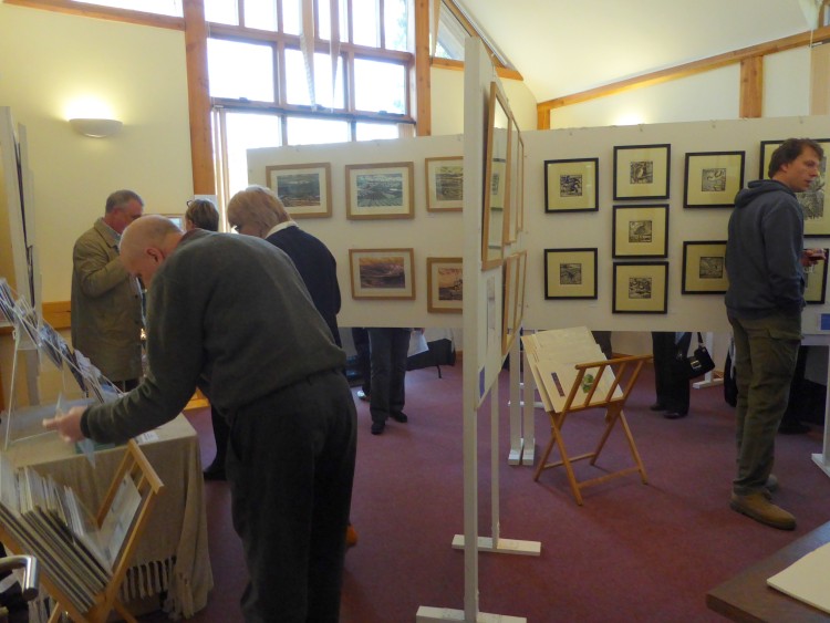 Anne Townshend's lino prints can be seen on the left, with Richard Allen's lino prints on the right